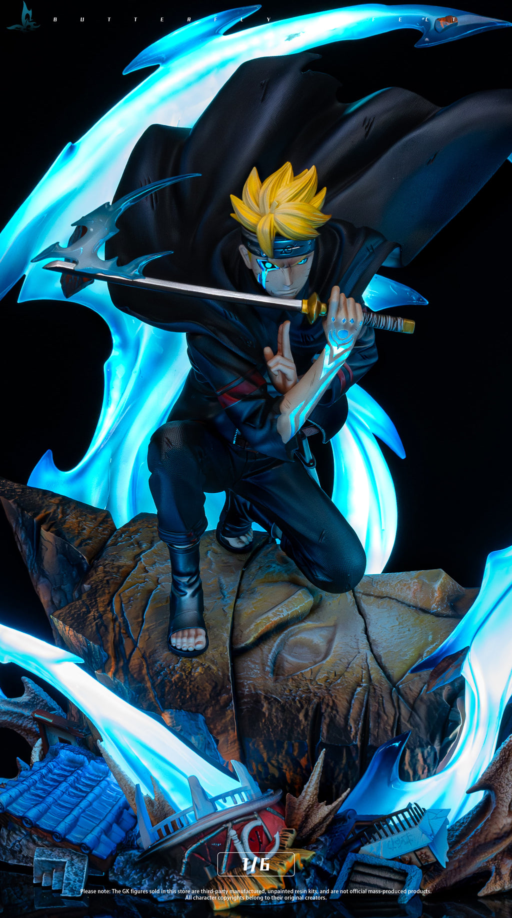 Uzumaki Boruto 1/6 Resin Statue - Butterfly Effect Studio I Naruto - EX edition illuminated front view