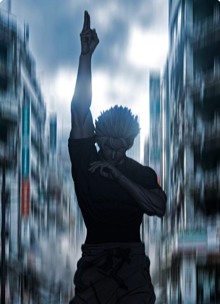 Gojo Satoru 1/6 resin Figure and Statue by Damocles Studio from Jujutsu Kaisen, dramatic bonus pose performing a sorcerer hand technique
