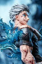 Gojo Satoru 1/6 resin Figure and Statue by Damocles Studio from Jujutsu Kaisen, close-up of blue eyes, battle scars and energy effects